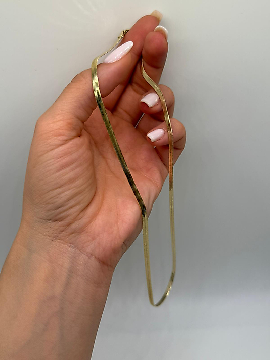 Xuping VIP Çelik Yassı Snake Zincir Kolye – 14K Altın Renk