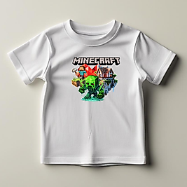 Minecraft Baskılı Normal Kalıp  Çocuk Tişört