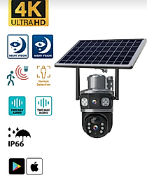 4G 7.5W Solar IP Kamera Çift Ekran 2+2MP Ultra HD Gece Görüşlü Su Geçirmez IP Güvenlik Kamerası