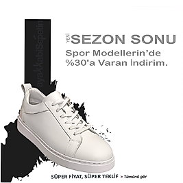 Beyaz Hakiki Deri Erkek Spor Ayakkabı