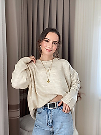 TAŞ OVERSİZE BİSİKET YAKA MARKA MODEL YUMOŞ KAZAK