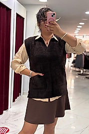 Tay Tüyü Oversize Süveter – Kahverengi Şıklık