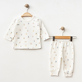 Erkek Bebek 0-24 Ay Omuz Patlı Alt Üst Pijama Takımı