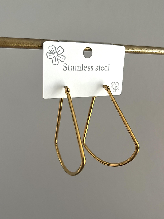 Çelik Orta Boy Damla Küpe