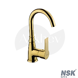 NSK Alamera Kısa Kuğu Döner Borulu Lavabo Bataryası - PVD Altın N2016019