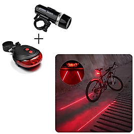 1 SET BİSİKLET PİLLİ ARKA IŞIK EMNİYET UYARI LAMBASI LED&LAZER+ÖN AYDINLATMA FAR SETİ GÜÇLÜ IŞIK