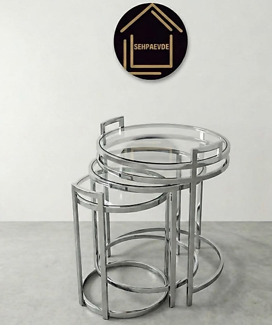 PARLAK KROM YUVARLAK TEPSİ ZİGON ŞEFFAF CAM