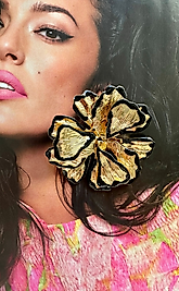 Altın Papatya Özel Tasarım Küpe