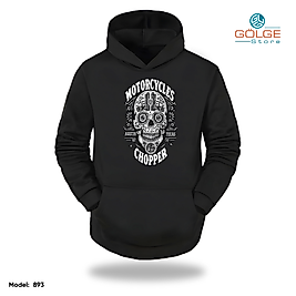 Motorcu Model Slimfit Kapüşönlu Hoodie Erkek kadın Sweatshirt