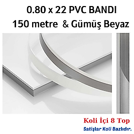 0.80 x 22 Gümüş Beyaz Çift Renk Pvc Bandı ( 150 metre ) Koli 8 Top