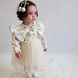 Çiçek Desenli Tütü Etek Kız Çocuk Elbisesi