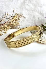 Etnik Desenli Gold Renk Çelik Kelepçe 17 cm (10 mm kalınlık)