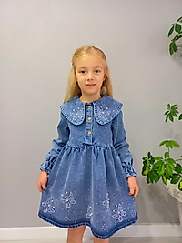 4/12 yaş kız çocuk kot elbise mavi