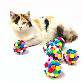 Renkli Ponponlu Kedi Oyuncağı
