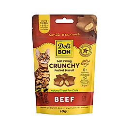 Deli Bon Crunchy Sığır Etli Kedi Ödül Maması (60 g)