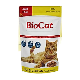 BioCat Tavuklu Ve Hindili Yetişkin Kedi Yaş Maması 100 Gr