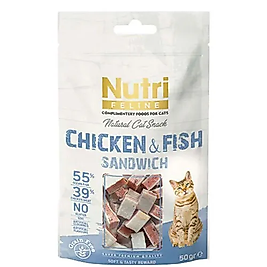 Nutri Tahılsız Tavuklu & Okyanus Balıklı Sandviç Kedi Ödül (50 g)