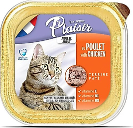 Plaisir Tavuk Etli Yetişkin Konserve Maması (100 g) (Kısırlaştırılmış Kediler için uygundur)