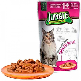 Jungle Pouch Kısır Kedi Dana Eti Parçalı 100 g