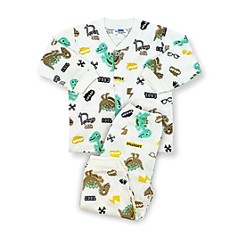 Sema Baby Sevimli Dino Bebek Pijama Takımı 6-9 Ay ( Yeşil - Kahve )