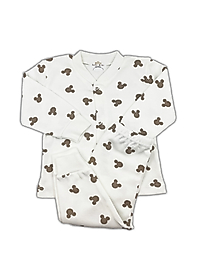 Sema Baby Mickey Mouse Bebek Pijama Takımı - Ekru 6-9 Ay