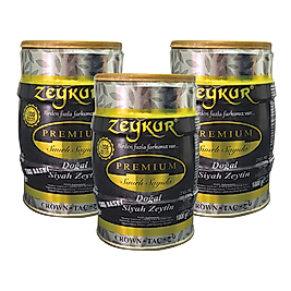 Zeykur Premium Taç 1 Kg Yağlı Salamura Siyah Zeytin 3 Adet