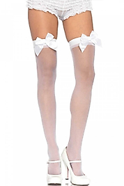 Beyaz Fiyonklu Beyaz Jartiyer Çorabı TM1212