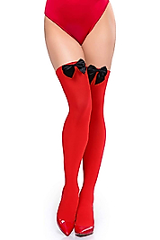 Siyah Fiyonklu Kırmızı Jartiyer Çorabı TM1213