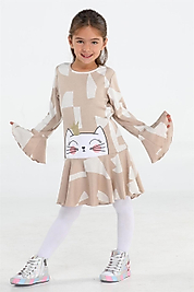 Casabony Princess Bej Fırfırlı Kız Çocuk Elbise BN-035