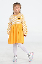 Casabony Sunflower Sarı Çizgili Kız Elbise  BN-054