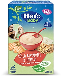 Hero Baby Bebek Ek Gıdası Sutlu-Bıskuvı-Tahıl 200 Gr Gece