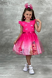 Barbie Krep Elbise Fuşya