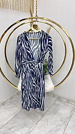 Gülsüm Aydın Beli Kuşaklı Zebra Desen Kimono