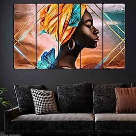 TABLO Afrikalı Kadın - 5 Parçalı Dekoratif Tablo