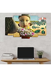 TABLO Squid Game - 5 Parçalı Dekoratif Tablo