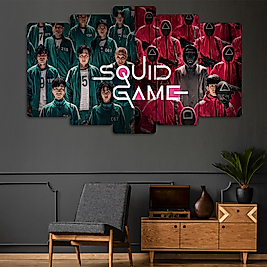 TABLO Squid Game - 5 Parçalı Dekoratif Tablo
