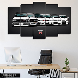 TABLO Nissan GTR - 5 Parçalı Dekoratif Tablo