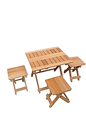 Ahşap Katlanabilir Masa Tabure Piknik Masası Takımı Bahçe Masası