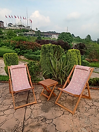 Katlanır Balkon Teras Bahçe Plaj Şezlong Set (2 Şezlong 1 Sehpa)