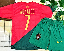 5-15 Yaş Arası 7 Numara Ronaldo Forması Kırmızı Yeşil Renk