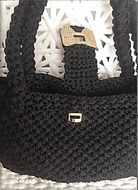 Black Crochet bag, Handmade clutch bag,
