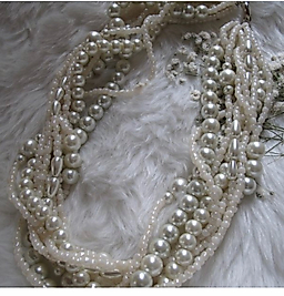 Chunky Bridal Ivory Pearl- Seed Bead  Necklace