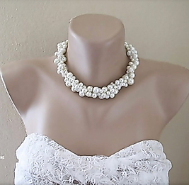 Bridal  Pearl Bib Necklace