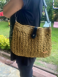 Crocheted Ecru Paper Rope Bag, Hobo Bag, Handmade Crochet Lined Purse, Luxury Crossbody Bag in Leather Accessories, Beach Bag