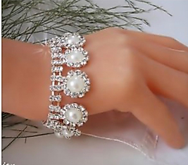 Wedding Bracelet, ball rhinestone magnet closure.