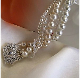 Wedding Pearl Bracelet, Rhinestones closure