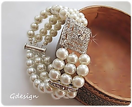 Wedding Pearl Bracelet, Rhinestones square accessorie