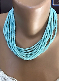 Crystal Bead, Turquoise Choker, Turquoise Jewelry,