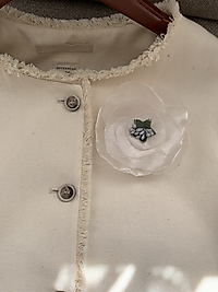 White , Organza Fabric Brooch
