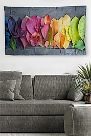 Duvar Örtüsü Renkli Yapraklar Kaliteli Kanvas Duvar Halısı 65 x 40 cm